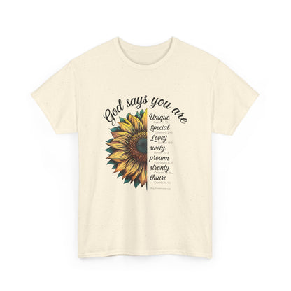 God Says You Are - Inspirational Unisex Heavy Cotton Tee | Gift for Encouragement, Motivational Shirt, Faith Apparel, Sunflower [...]