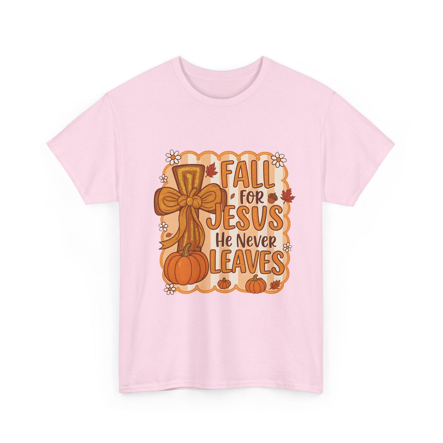 Fall for Jesus Tee, Unisex Heavy Cotton Shirt, Christian Apparel, Autumn Faith Gift, Casual Thanksgiving Wear, Inspirational T-shirt
