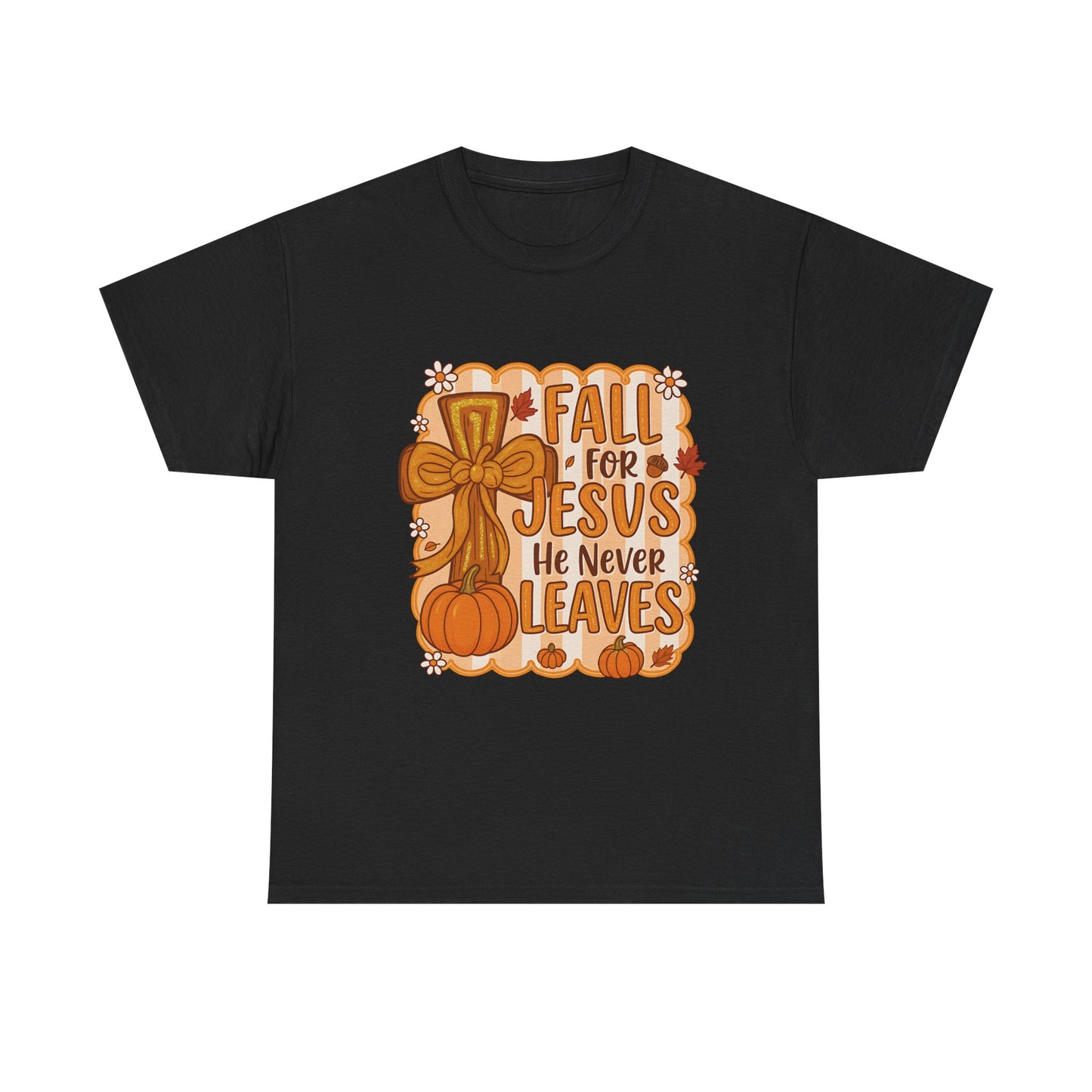 Fall for Jesus Tee, Unisex Heavy Cotton Shirt, Christian Apparel, Autumn Faith Gift, Casual Thanksgiving Wear, Inspirational T-shirt
