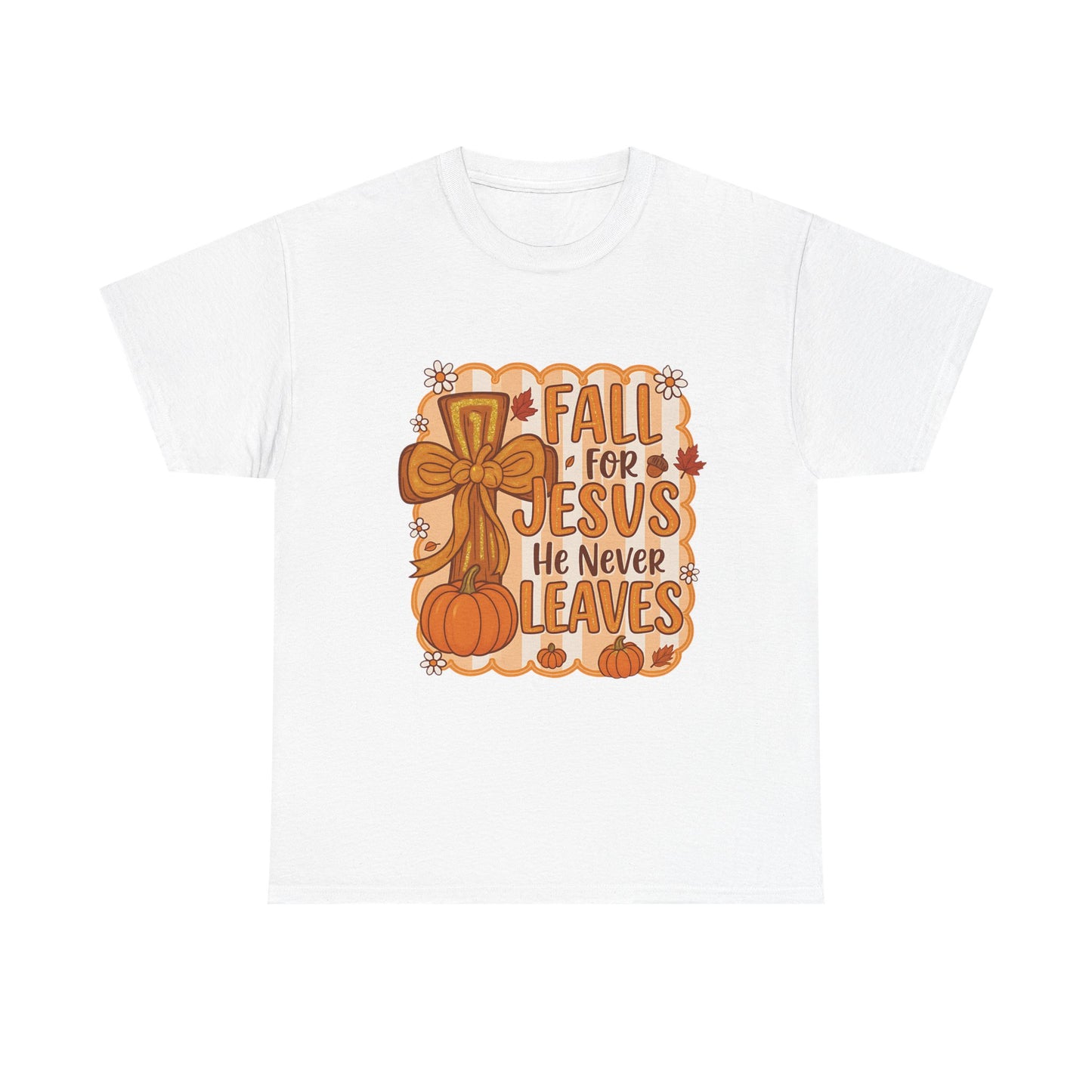 Fall for Jesus Tee, Unisex Heavy Cotton Shirt, Christian Apparel, Autumn Faith Gift, Casual Thanksgiving Wear, Inspirational T-shirt
