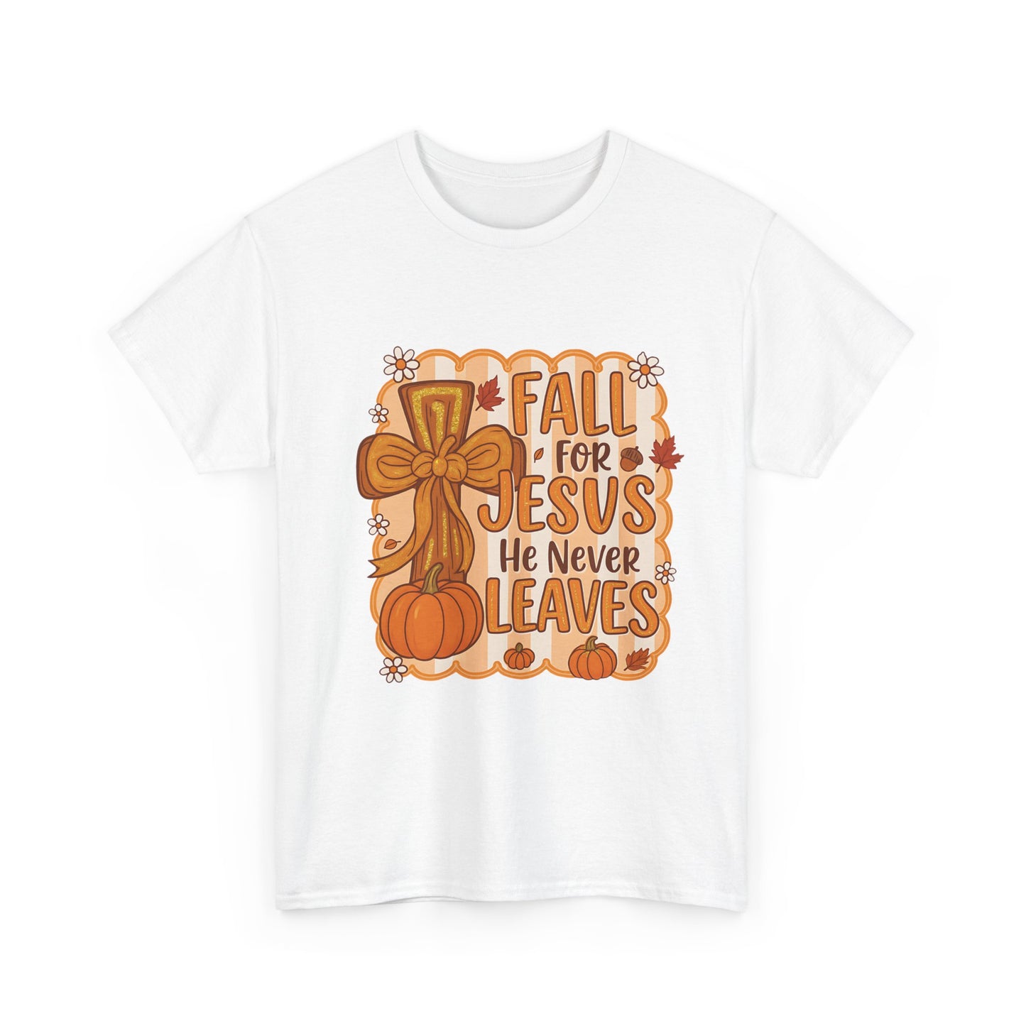 Fall for Jesus Tee, Unisex Heavy Cotton Shirt, Christian Apparel, Autumn Faith Gift, Casual Thanksgiving Wear, Inspirational T-shirt