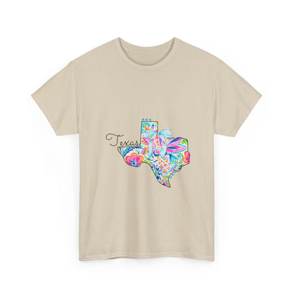 Texas Floral Unisex Heavy Cotton Tee - Vintage Style T-Shirt, Texas Pride, Gift for Her, Casual Wear, Summer Fashion