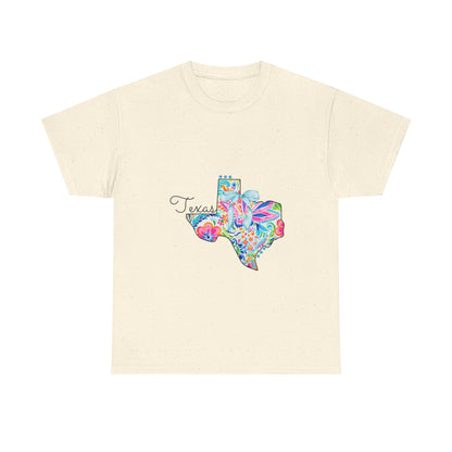 Texas Floral Unisex Heavy Cotton Tee - Vintage Style T-Shirt, Texas Pride, Gift for Her, Casual Wear, Summer Fashion