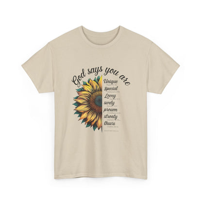 God Says You Are - Inspirational Unisex Heavy Cotton Tee | Gift for Encouragement, Motivational Shirt, Faith Apparel, Sunflower [...]