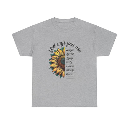 God Says You Are - Inspirational Unisex Heavy Cotton Tee | Gift for Encouragement, Motivational Shirt, Faith Apparel, Sunflower [...]