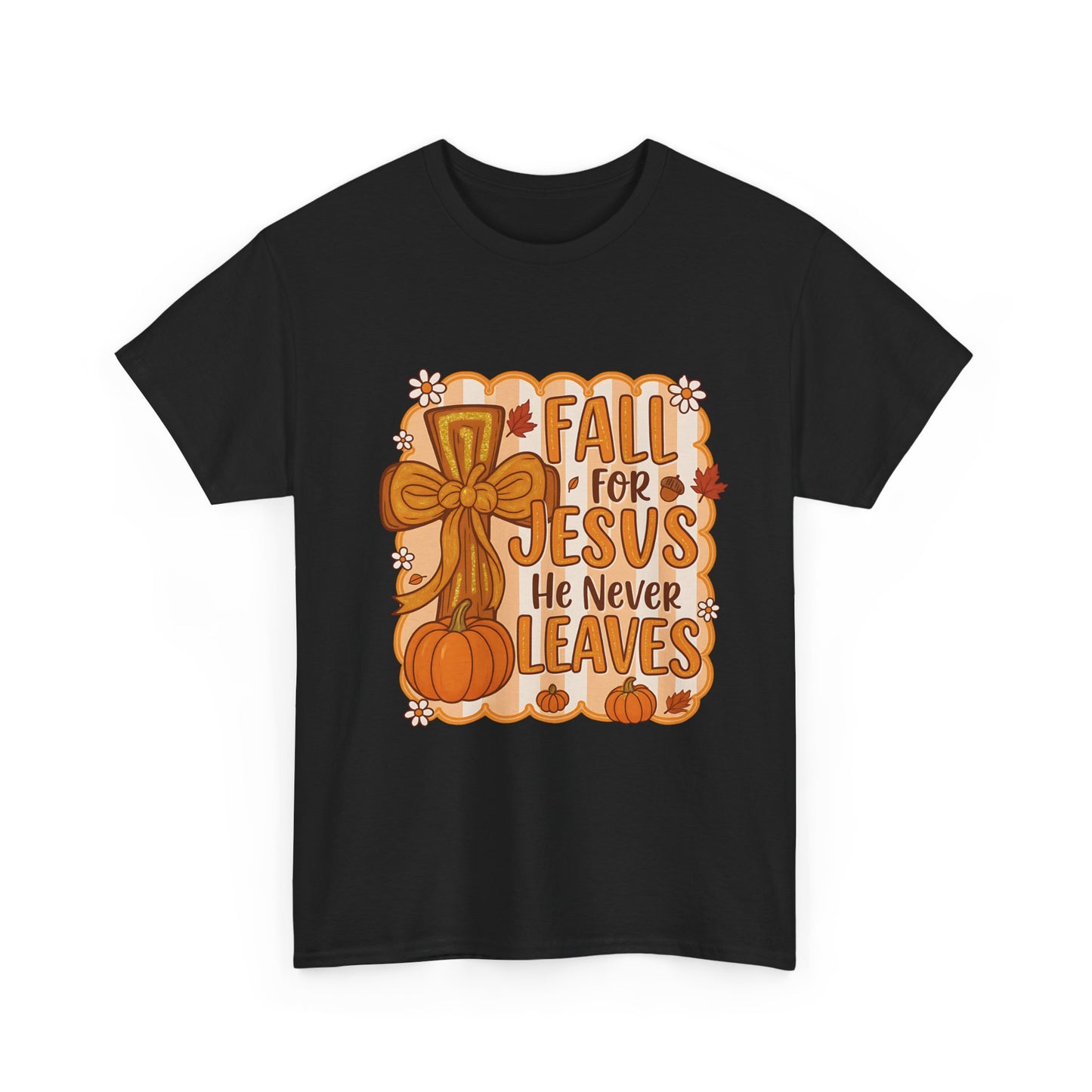 Fall for Jesus Tee, Unisex Heavy Cotton Shirt, Christian Apparel, Autumn Faith Gift, Casual Thanksgiving Wear, Inspirational T-shirt