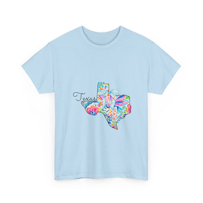 Texas Floral Unisex Heavy Cotton Tee - Vintage Style T-Shirt, Texas Pride, Gift for Her, Casual Wear, Summer Fashion
