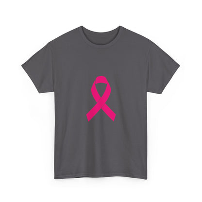 Pink Ribbon Unisex Heavy Cotton Tee | Breast Cancer Awareness T-Shirt, Casual Wear, Gift, Supportive Apparel, Advocacy Shirt