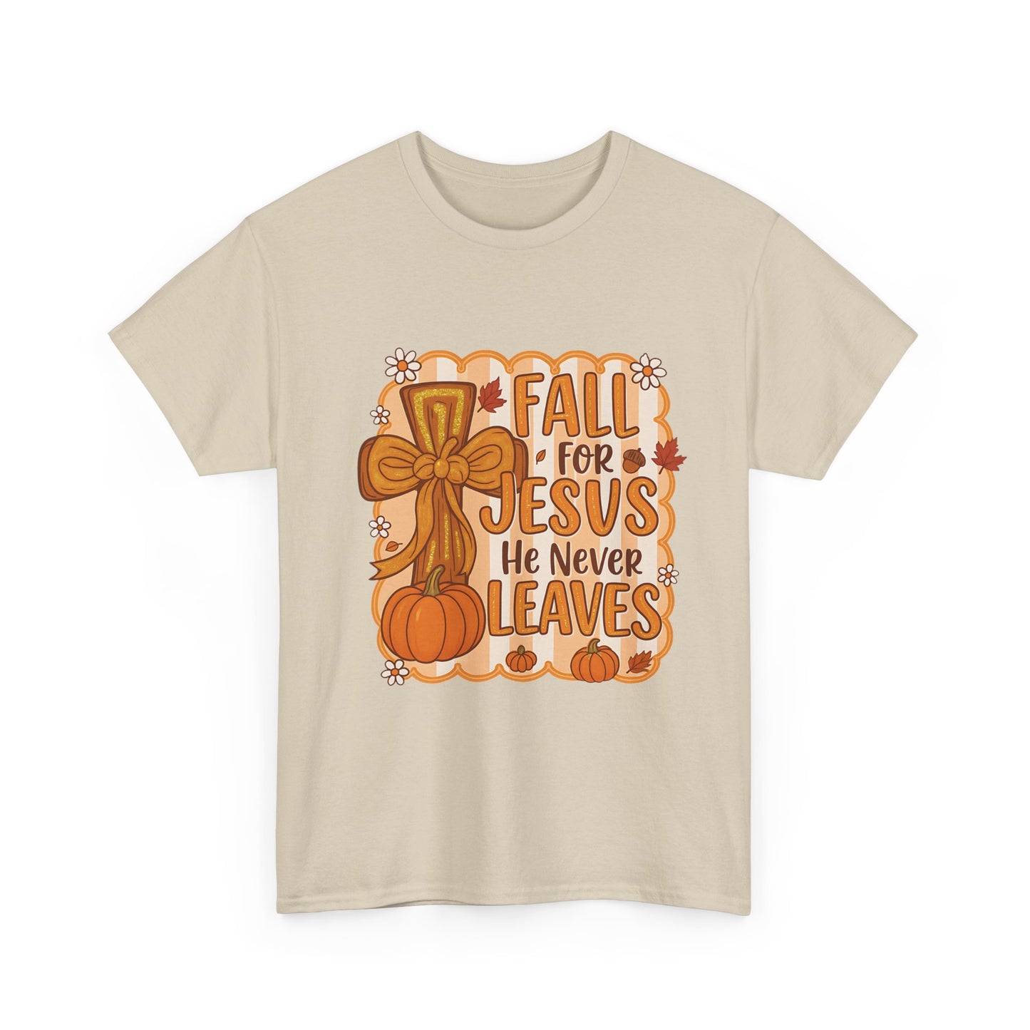 Fall for Jesus Tee, Unisex Heavy Cotton Shirt, Christian Apparel, Autumn Faith Gift, Casual Thanksgiving Wear, Inspirational T-shirt