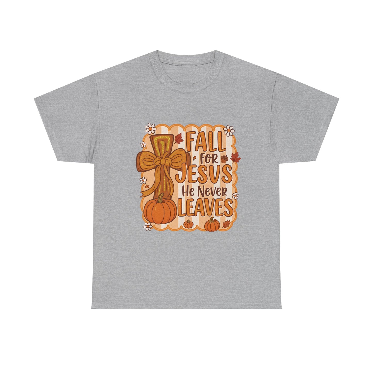 Fall for Jesus Tee, Unisex Heavy Cotton Shirt, Christian Apparel, Autumn Faith Gift, Casual Thanksgiving Wear, Inspirational T-shirt