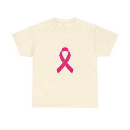 Pink Ribbon Unisex Heavy Cotton Tee | Breast Cancer Awareness T-Shirt, Casual Wear, Gift, Supportive Apparel, Advocacy Shirt