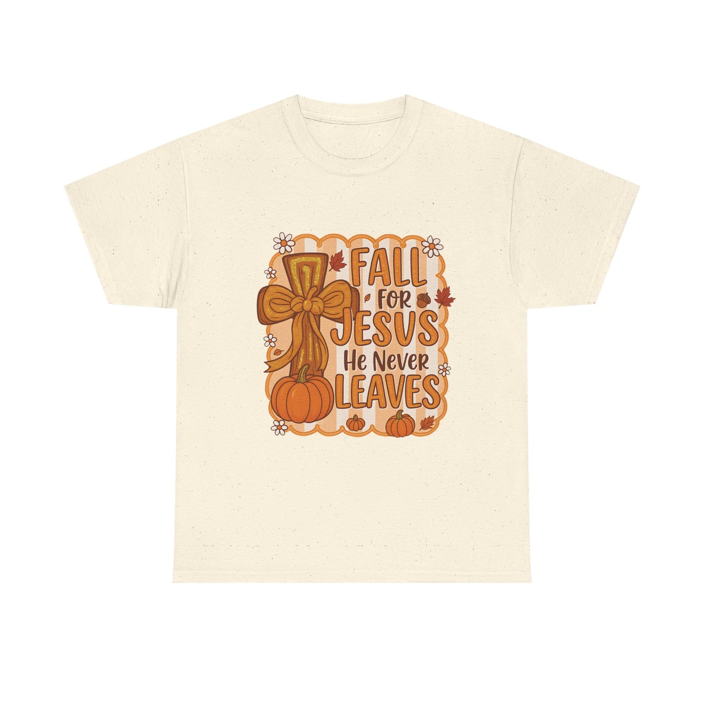 Fall for Jesus Tee, Unisex Heavy Cotton Shirt, Christian Apparel, Autumn Faith Gift, Casual Thanksgiving Wear, Inspirational T-shirt