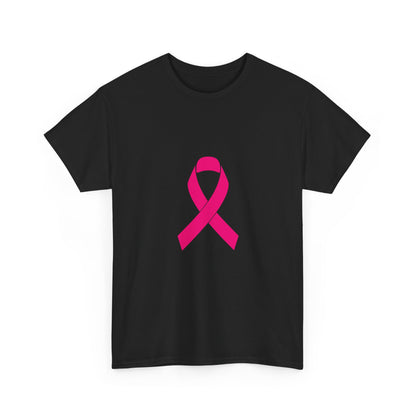 Pink Ribbon Unisex Heavy Cotton Tee | Breast Cancer Awareness T-Shirt, Casual Wear, Gift, Supportive Apparel, Advocacy Shirt