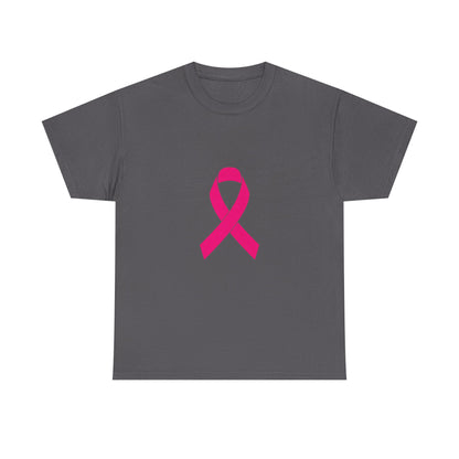 Pink Ribbon Unisex Heavy Cotton Tee | Breast Cancer Awareness T-Shirt, Casual Wear, Gift, Supportive Apparel, Advocacy Shirt