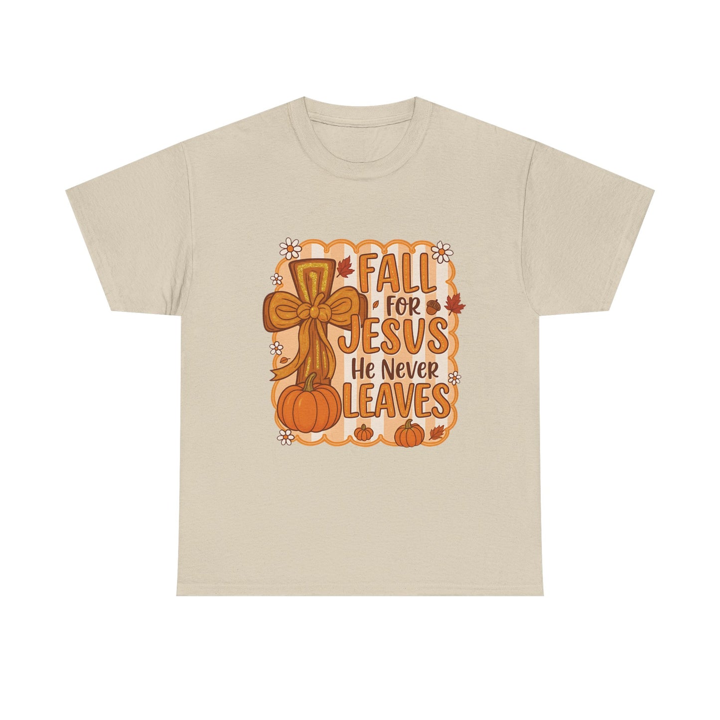 Fall for Jesus Tee, Unisex Heavy Cotton Shirt, Christian Apparel, Autumn Faith Gift, Casual Thanksgiving Wear, Inspirational T-shirt